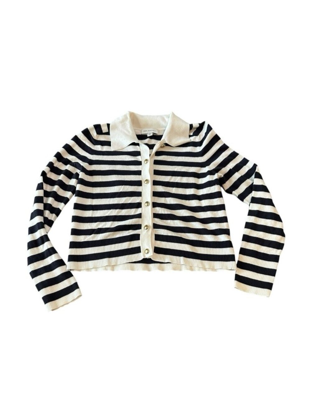 Nautical Free Assembly Navy Blue White Cardigan M Sailing Sweater Beach Striped‎